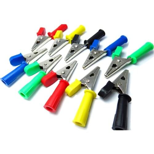50pcs/lot Alligator Clip Test Clip Red/Black/Yellow/Blue/Green Color with 4mm Jack Opening 10mm