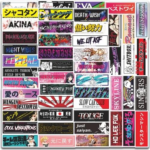 50PCS Racing Car Stickers DIY Motocross Racing Helmet Skateboard Bicycle Laptop PVC JDM Luggage sticker waterproof