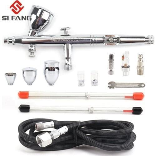 0.2/0.3/0.5mm Double Action Spray Gun With 3 Cups Trigger Airbrush Set Spray Gun Model Air Brush For Nail Tool Tattoo Art