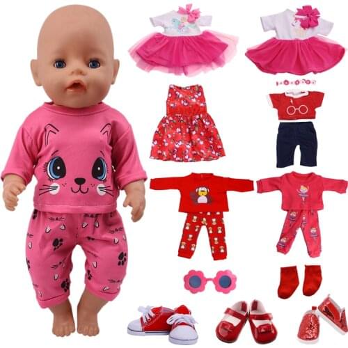 Doll Clothes Accessories Red Series Fit 18 Inch American And 43 Cm New Born Baby Generation Birthday Girls Russia DIY Toy Gifts
