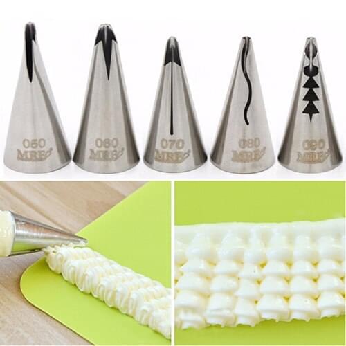 5Style Cake Piping Nozzles Metal Cream Tips Decorating Tools Cupcake Decorating Tools Icing Piping Nozzle Baking&Pastry Tool