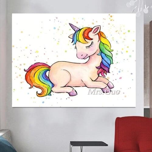 Diamond Painting Sleeping Baby Rainbow Unicorn Rhinestones 5D DIY Diamond Embroidery Cross Stitch Abstract Mosaic Handmade Gift
