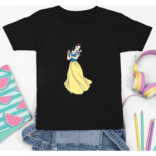 Snow White Disney Kawaii Pattern Children T-Shirts Summer New Products Casual Round Neck Color Comfortable Dropship Kids T Shirt