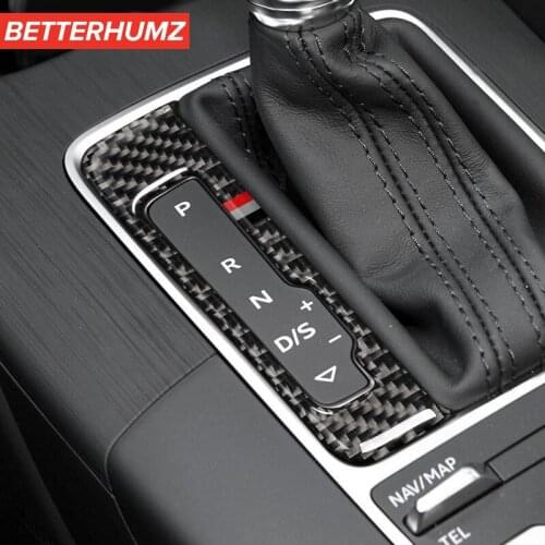BETTERHUMZ Carbon Fiber For Audi A3 S3 2014-2018 Interior Trim Car Gear Shift Panel Button Frame Car Stcikers Accessories