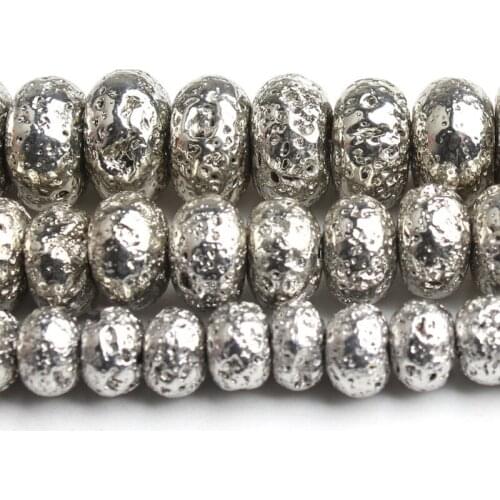 6/8/10 mm Natural Silver Color Hematite Stone Beads Rondelle Spacer Beads for Accessories Jewellery Making DIY Bracelet 15