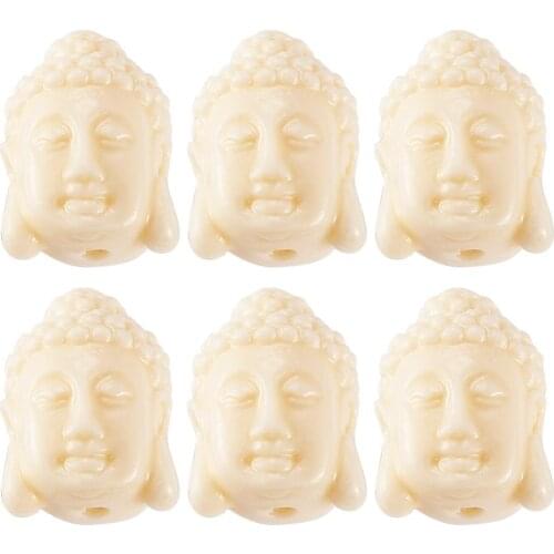 100pcs Synthetic Coral Buddha Head Beads for jewelry making bracelet necklace accessories 5.5x11x6mm, Hole: 1.5mm