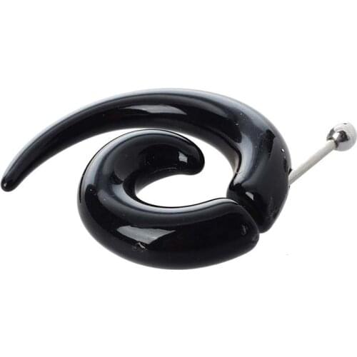Black Acrylic 6mm Fake Spiral Ear Expander Stud Earring