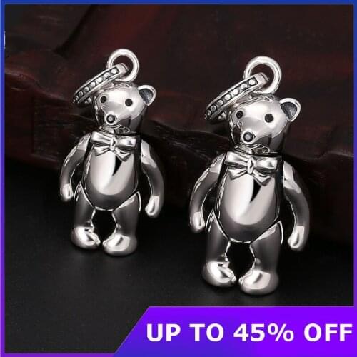 Pure silver S925 Sterling Silver Bear Pandent Bear Keychian Men Women 925 Silver Bear Jewelry Animal Pendant Jewelry Gifts