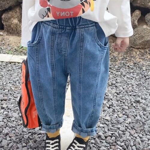 Childrens spring clothes new Korean childrens jeans loose version trousers solid color childrens trousers