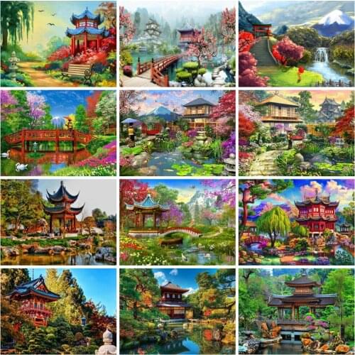 EverShine Diamond Embroidery House Mosaic Cross Stitch 5D Diamond Painting Tree Landscape Needlework Decorations For Home