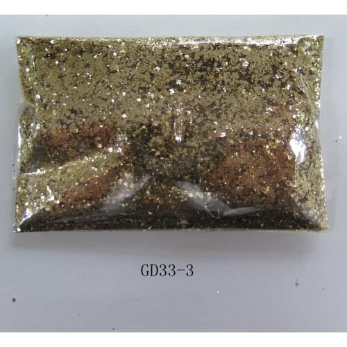 GD33-3 20g/bag Cute 2-Size Mix Light Gold Mix Glitter Nail Art Shinny Glitter Cute Decoration Nail Art Decoration