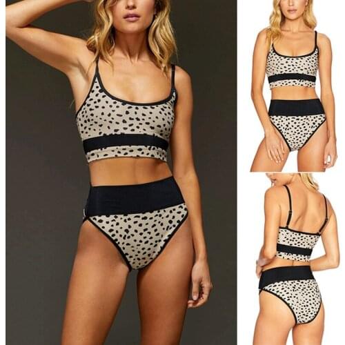 Hot kf-WomenS Sexy Bikini Print Open Back Split 2-Piece Swimsuit Suit White