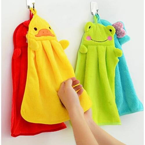 Hot Baby Hand Towel Soft Childrens Cartoon Animal Hanging Wipe Bath Face Towel Baby Hand Towel Cartoon Hanging Bath Towel