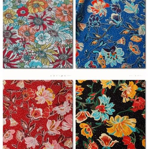 KDF8 Florals Printed Cotton Fabric,Womens Girls' Summer Dress,Cotton Patchwork DIY Sewing For Baby&Child Bedding Curtain Cloth