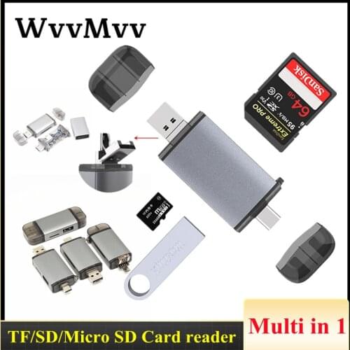 Card Reader Micro USB 2.0 Type C to SD Micro SD TF Adapter Accessories OTG Cardreader Smart Memory SD Card Reader