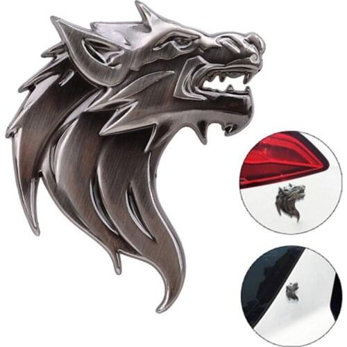 Badge Logo Car Sticker Reflective Decal Auto Decoration Badge Motorcycle Wolf Head Emblem 3D Metal Windshield