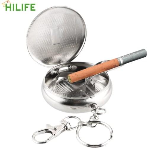 Mini Stainless Steel Vehicle Cigarette Ashtray Ashtray with Key Chain Portable Pocket Ashtray