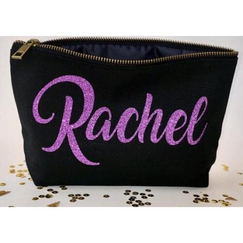 Set of 8 Personalised names wedding Make Up comestic Canvas Bags Maid of Honour Gift for Bridal Party Bags zipper pouches