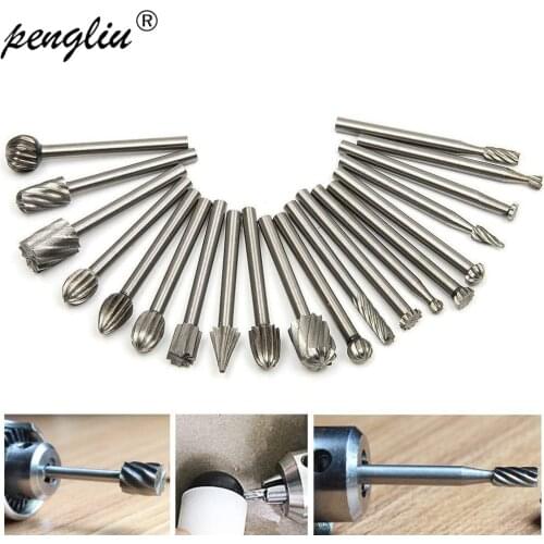 20PCS High Hardness Rotary Burr Set Steel Drill Bits Grinding Head for DIY Woodworking, Carving, Engraving, Drilling