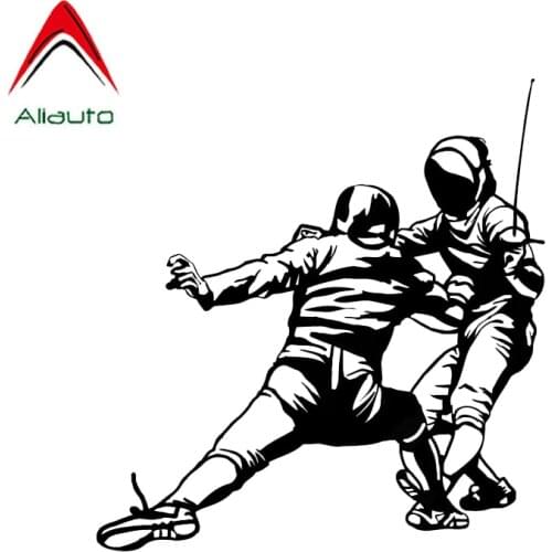 Aliauto Cretive Car Sticker Sport Fencing Combat Automobiles Motorcycles Accessories PVC Decal Cover Scratches,15cm*14cm
