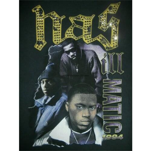 NAS Illmatic OFFICIAL1994 Studded T-SHIRT Rap HIP HOP Gangsta CONSCIOUS PeteRock