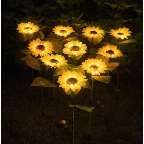 New Sloar Led Sunflower Light Outdoor Waterproof Landscape Lawn Lamps Christmas Flowers Lights for Courtyard Garden Decoration