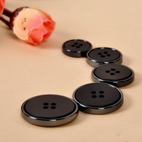 Apparel Round Resin Flatback Button 4 Holes Coat Sweater Black DIY Sewing Crafts Scrapbook Accessories Buttons 50pcs/lot