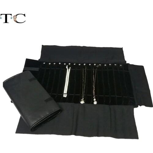 Elegant Portable Jewelry Storage Roll Bag Organizer For Traveling Necklaces Chain Earrings Watch Bracelet Holder