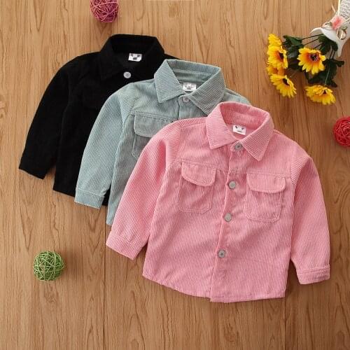 Citgeett Autumn Winter Kids Baby Girls Boys Long Sleeve Coat Stylish Solid Color Top Corduroy Warm Clothes