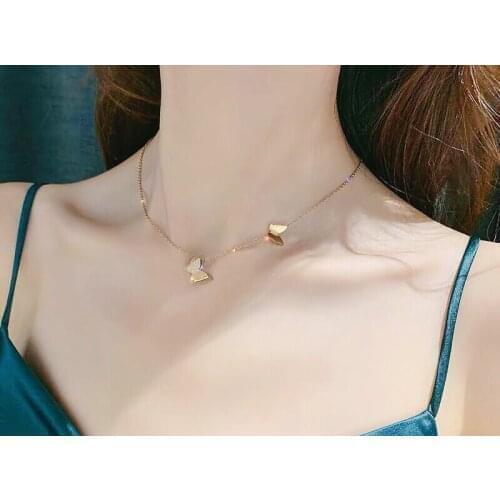 MADALENA SARARA South Africa Diamond 0.05cts 18k Yellow Gold Butterfly Pendant O Type Chain Necklace Women Jewelry