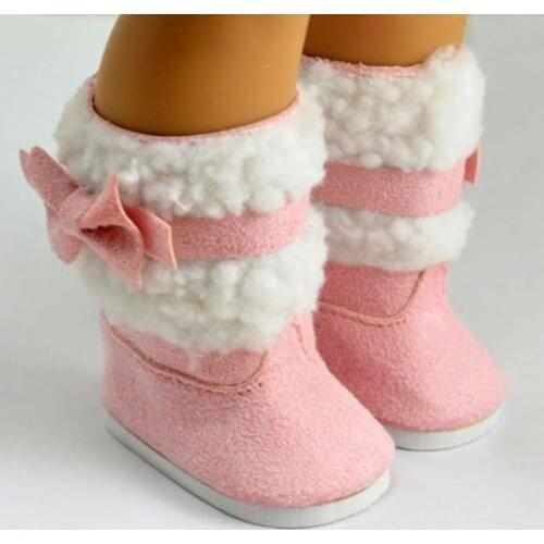 Cute Pink Felt Boots Reborn Baby Doll Accessories 18-inch Doll Plush Snow Boots Fashion Shoes Doll Customizing Supplies