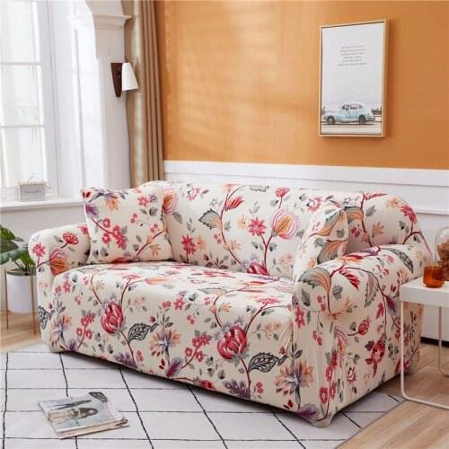 Plant Printed Flower Pattern Thicken Sofa Covers for Living Room Washable Slipcover Elastic L Shape Sofa Cover Decor Protect