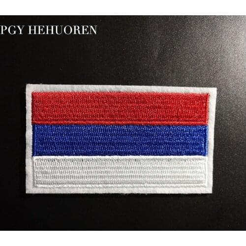 PGY Cheap Wholesale Russian Flag Embroidered Patches Iron on Clothes Coat Bags Diy Garment Stickers Appliques Accessories Badge