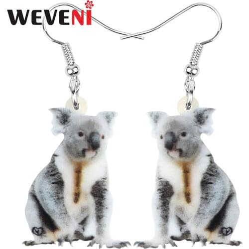 WEVENI Acrylic Australia Koala Earrings Animal Drop Dangle Jewelry For Women Girls Teens Children Decorations Gift Hot Sale Bulk