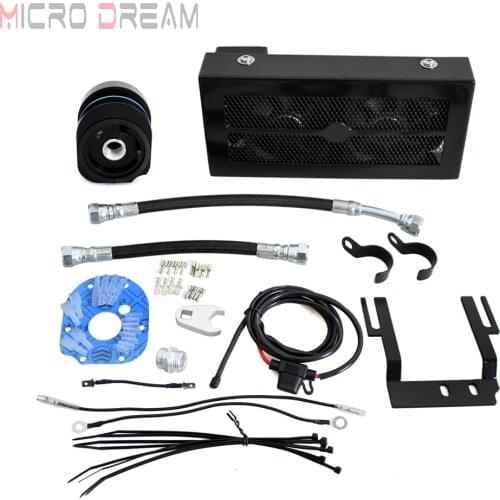 1 Set Motorcycle Black Dual Fans Oil Cooler Cooling System Kits For Harley Softail 2001-2017 Fat Boy Breakout FLSTC FLSTN FXSB