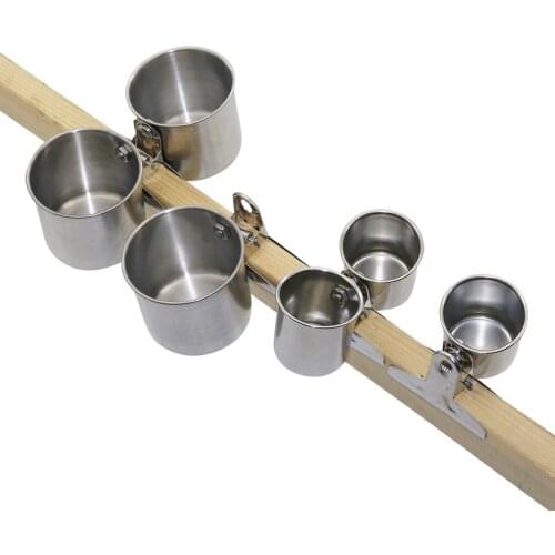 10 Pcs High Quality Stainless Steel Food Water Feeding Bird Single Cups With Clip Parrot Cage Stand Bird Feeder Supplies