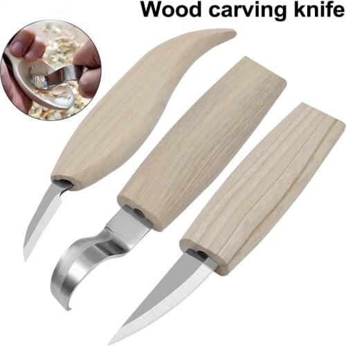 3Pcs Wood Carving Knife Chisel Woodworking Cutter Woodcarving CutterHand Tool Set High Strength Hooked Whittling Cutter