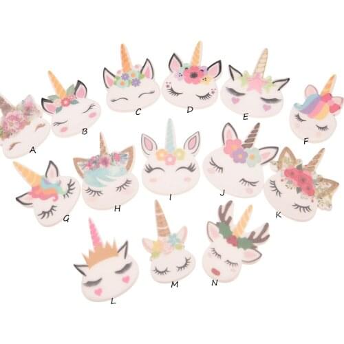 350PCS Unicorn Patry Accessories Flower Headwrap Unicorn Hair Accessories Fashion Patch No Hair pin for Hair Headband