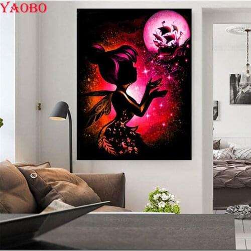 3d round square diamond embroidery mermaid-princess moon boat Diy full diamond painting stitch cross mosaic picture rhinestones