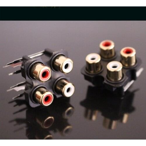 KYYSLB 4-bit Amplifier Chassis Signal Input Gold-plated AV Socket RCA Seat Lotus Amplifier Home Audio Socket