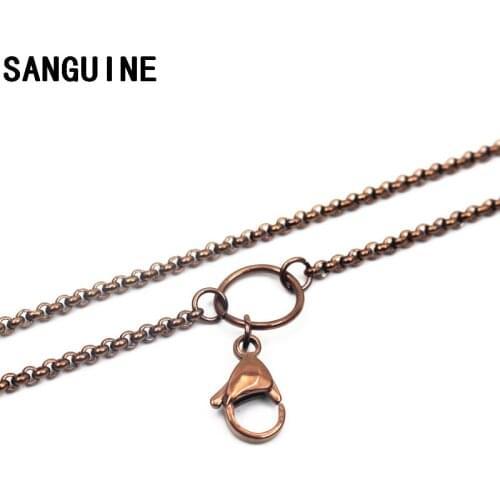 New Arrival 5pcs/lot coffee Stainless Steel Floating Locket Chains 80cm Chain Necklace For Men Necklace DIY Women Jewelry