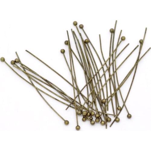8Seasons Copper Ball Head Pins Antique Bronze Color Head Pins DIY Making Jewelry 40mm(1 5/8") long, 0.5mm(24 gauge), 500 PCs