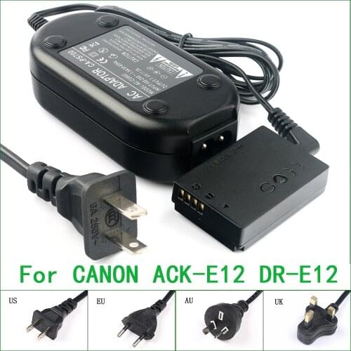 ACK-E12 DR-E12 DC Coupler LP-E12 Dummy Battery AC Power Adapter Charger For Canon EOS M M2 M10 M50 M100 M200