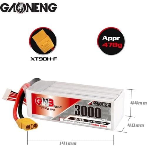 GAONENG GNB 3000mAh 22.2V 6S 40C/80C Lipo Battery With XT90 Plug For RC Helicopter Quadcopter FPV Racing Drone Parts