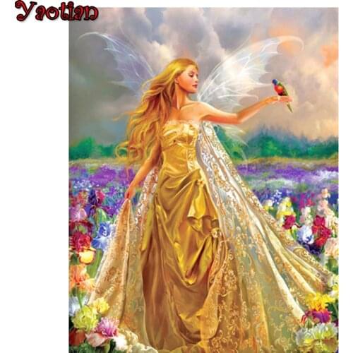 Diy 5D Diamond Painting Cross Stitch Fairy Garden Diamond Mosaic Embroidery Flower Woman Picture Full Square Drill Rhinestones