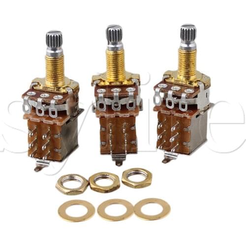 B500K 18mm Gold Plated Shaft OHM Audio Tone Guitar Potentiometer Switch Pack Of 3