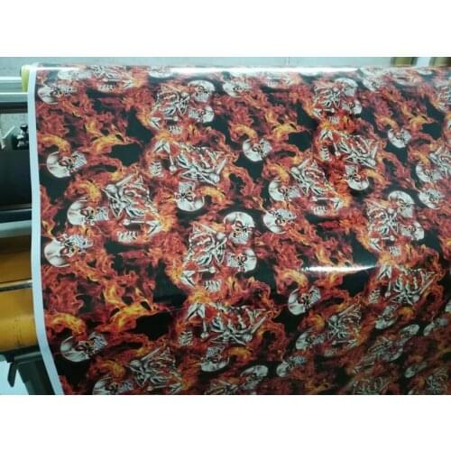 Blazing Skull Sticker Car Wrap Foil With Air Release Film Sticker Bomb Vinyl Motorbike Scooter Self Adhesive Decal Wrapping