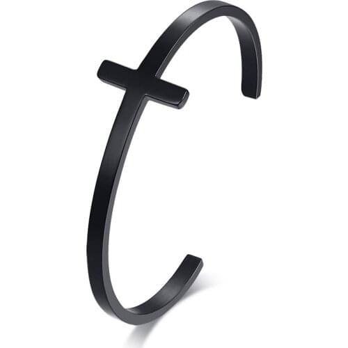 2021 Fashion Stainless Steel Material Smooth Cross Opening Simple Style And Personalized Bracelet Suitable For Women And Men