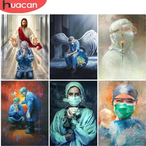 HUACAN Full Square/Round Diamond Painting Doctors Angel Embroidery Cross Stitch Kits Home Decoration Wall Sticker