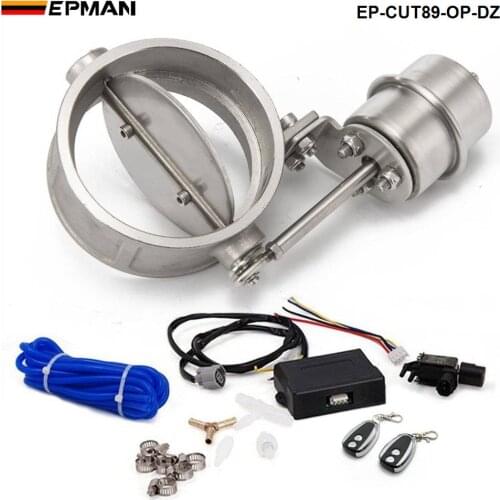 Exhaust Control Valve Set With Vacuum Actuator CUTOUT 89mm Pipe OPEN STYLE with Wireless Remote Controller EP-CUT89-OP-DZ